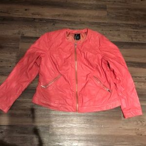 Lane Bryant coral leather jacket